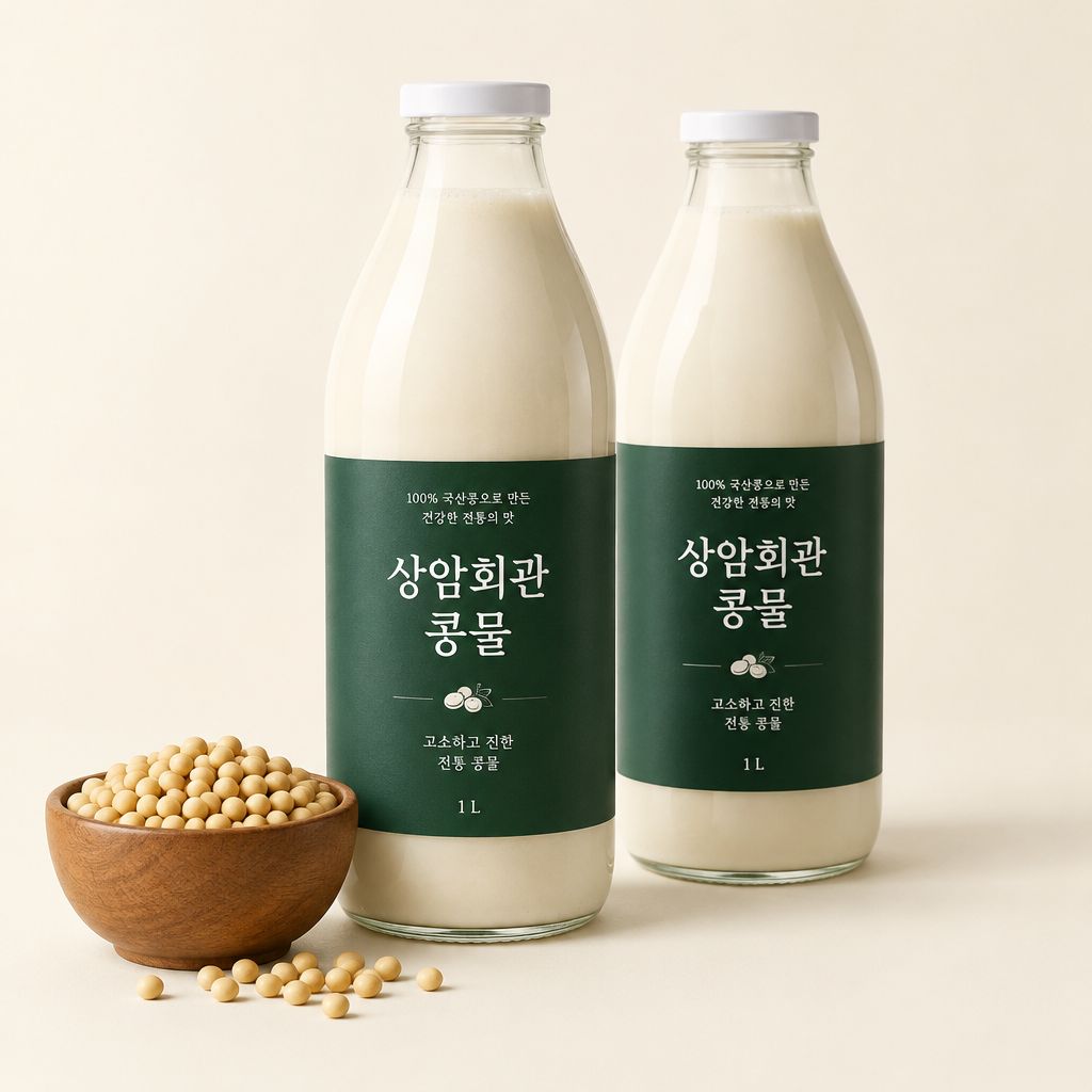 병에 담긴 하얀 콩물